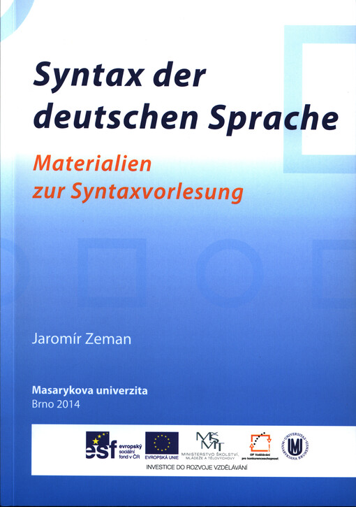 Syntax der deutschen Sprache :Materialien zur Syntaxvorlesung