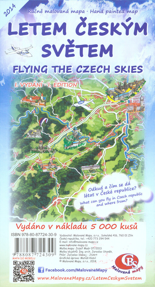 Letem českým světemručně malovaná mapa = Flying the Czech skies : hand painted map
