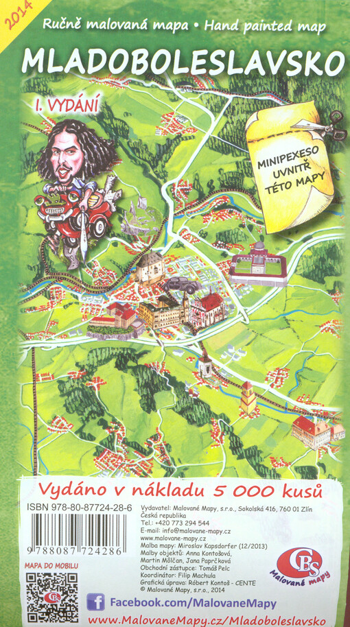 Ručně malovaná mapa regionu MladoboleslavskoHand painted map in the region Mladoboleslavsko