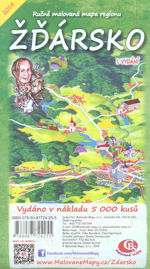 Ručně malovaná mapa regionu Žďársko