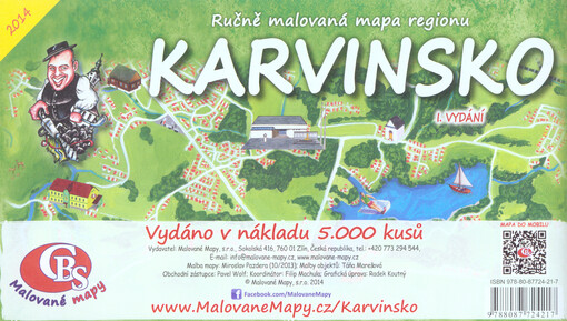 Ručně malovaná mapa regionu Karvinsko