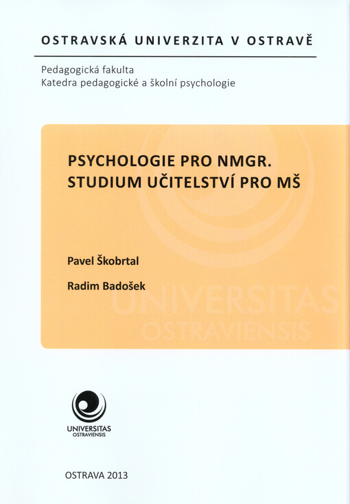 Psychologie pro NMgr. studium učitelství pro MŠ
