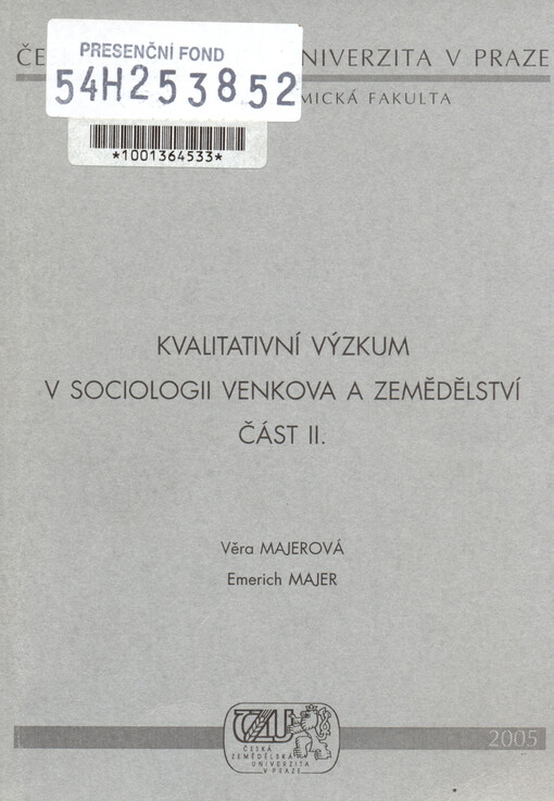 Kvalitativní metody v sociologii venkova a zemědělství, sv. 2