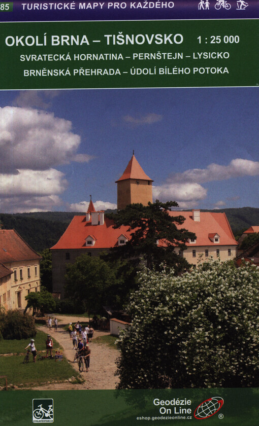 Okolí Brna - TišnovskoSvratecká hornatina, Pernštejn, Lysicko, Brněnská přehrada, Údolí Bílého potoka : cykloturistická a turistická mapa 1:25 000