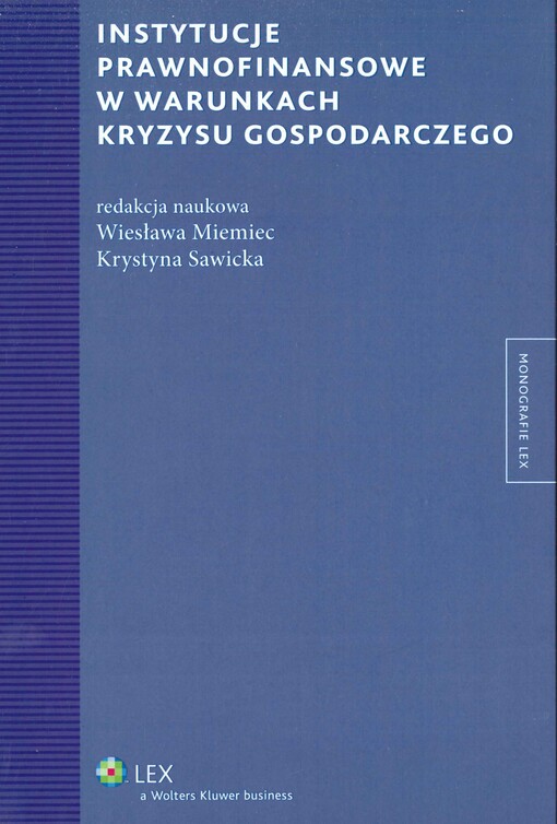 Instytucje prawnofinansowe w warunkach kryzysu gospodarczego