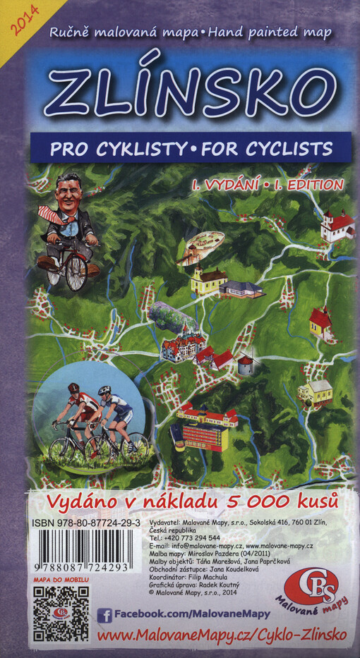 Ručně malovaná mapa Zlínskopro cyklisty = Hand painted map Zlínsko : for cyclists