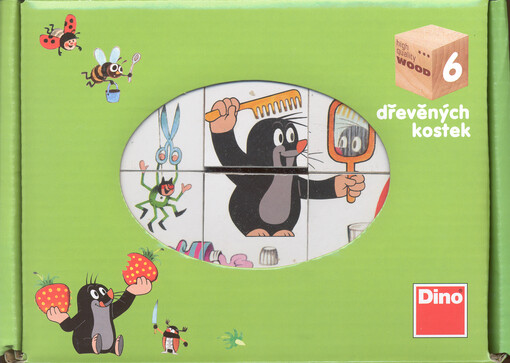 6 dřevěných kostek s obrázky : krtkův den   