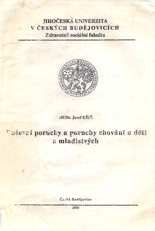 Duševní poruchy a poruchy chování u dětí a mladistvých