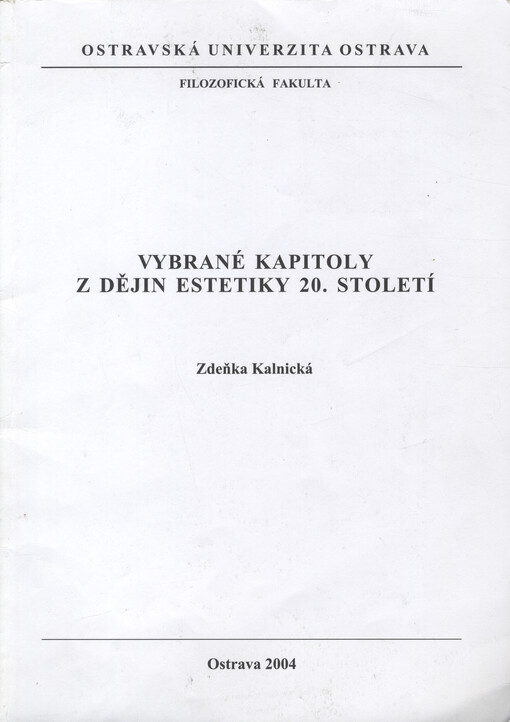 Vybrané kapitoly z dějin estetiky 20. století