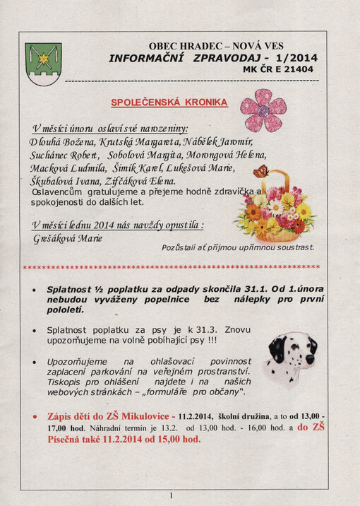 Informační zpravodaj :obec Hradec-Nová Ves