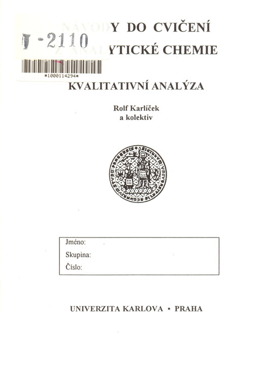 Návody do cvičení z analytické chemie : kvalitativní analýza
