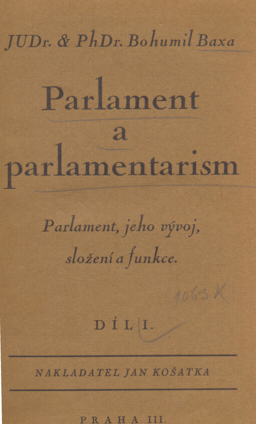 Parlament a parlamentarism.Díl 1,Parlament, jeho vývoj, složení a funkce