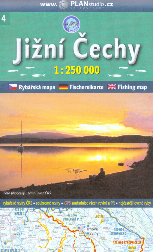 Jižní Čechyrybářská mapa 1:250 000