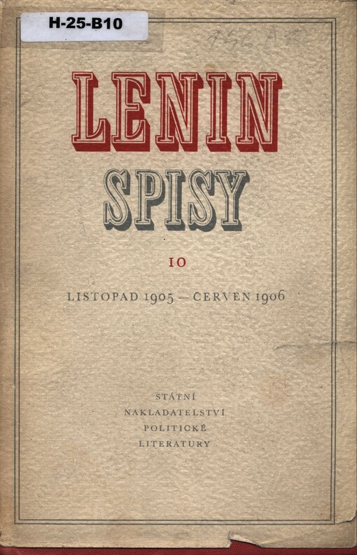 Spisy.Sv. 10,Listopad 1905 - červen 1906, Svazek 10, Listopad 1905 - červen 1906