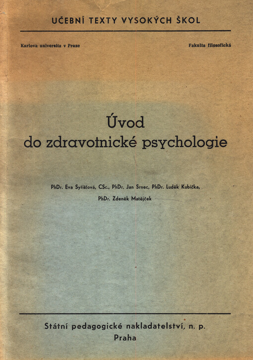 Úvod do zdravotnické psychologie