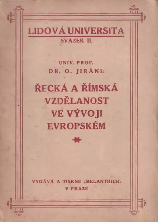 Řecká a římská vzdělanost ve vývoji evropském