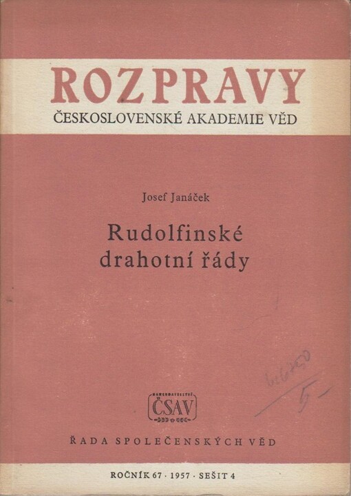 Rudolfinské drahotní řády :(příspěvek k dějinám cenové revoluce v Čechách)
