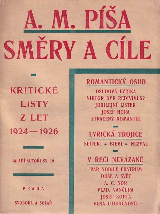 Směry a cíle :kritické listy z let 1924-1926