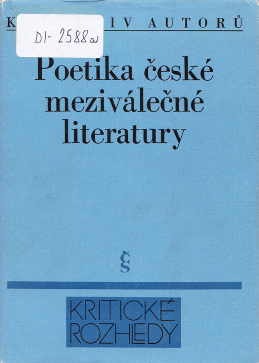 Poetika české meziválečné literatury : (proměny žánrů)