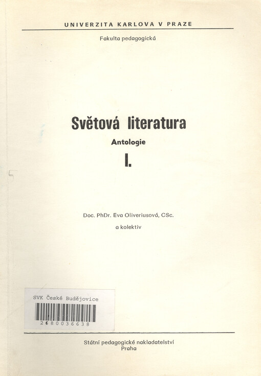 Světová literatura: určeno pro posl. fak. pedagog