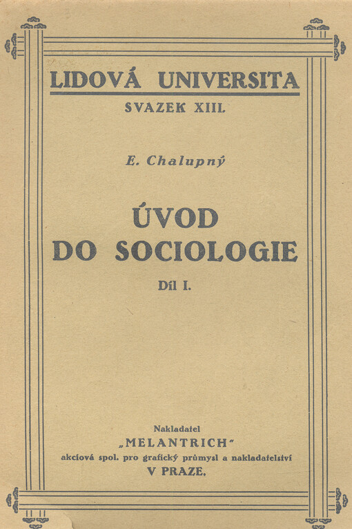 Úvod do sociologie. Svazek I.