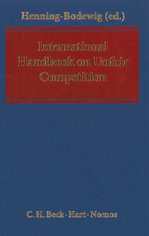 International handbook on unfair competition
