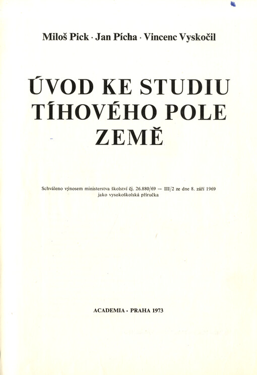 Úvod ke studiu tíhového pole Země