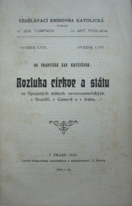 Rozluka církve a státu ve Spojených státech severoamerických, v Brasilii, v Genevě a v Irsku