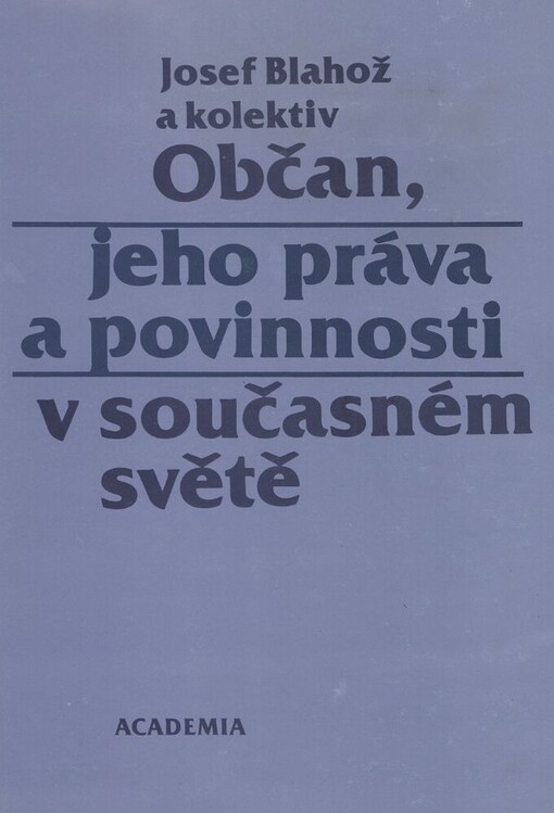 Občan, jeho práva a povinnosti v současném světě