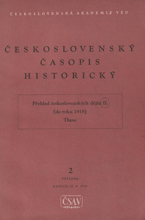 Přehled československých dějin : these. II, (Do roku 1918)