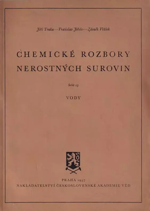 Chemické rozbory nerostných surovin.Seš. 13,Vody