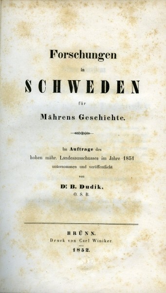 Forschungen in Schweden für Mährens Geschichte