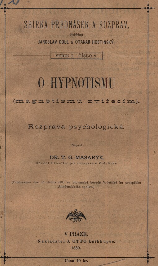 O hypnotismu (magnetismu zvířecím) :rozprava psychologická