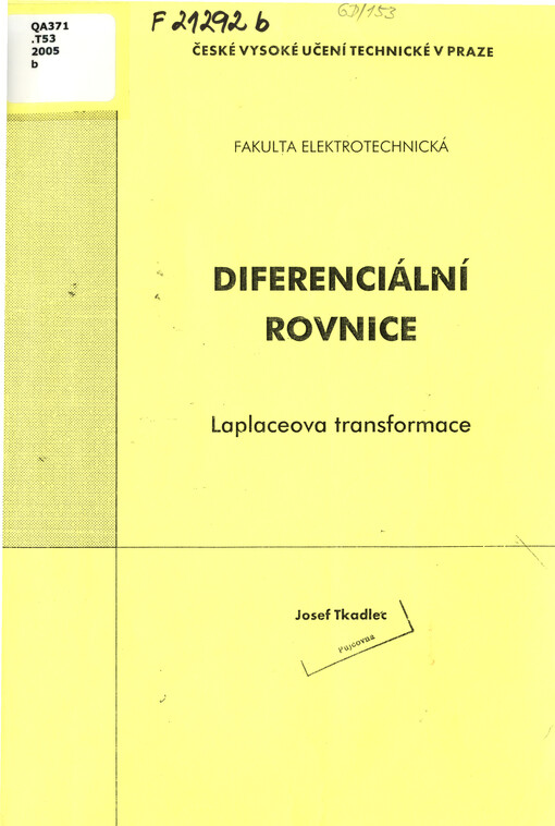 Diferenciální rovnice : Laplaceova transformace : Laplaceova transformace