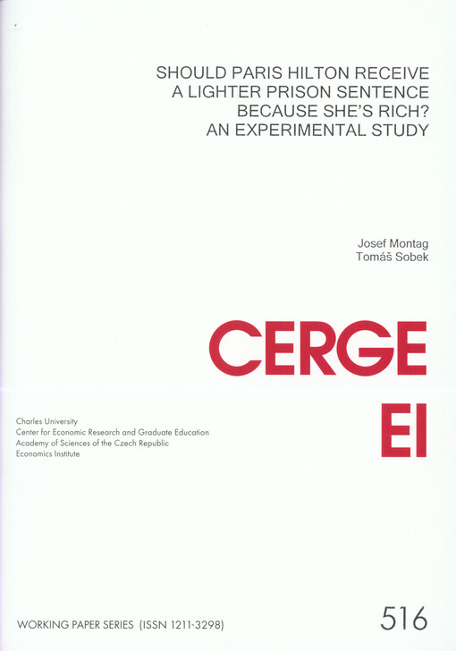 Should Paris Hilton receive a lighter prison sentence because she's rich? :an experimental study