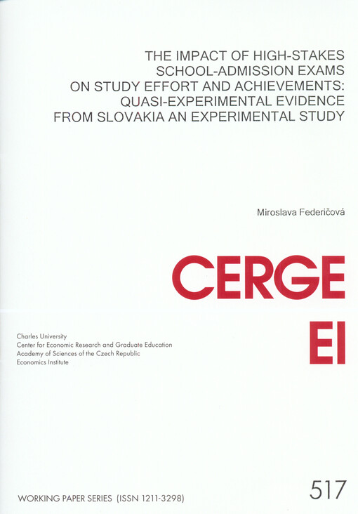 The impact of high-stakes school-admission exams on study effort and achievements: quasi-experimental evidence from Slovakia