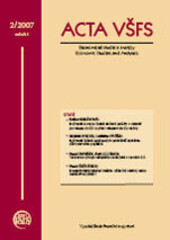 Acta VŠFS : ekonomické studie a analýzy = economic studies and analyses