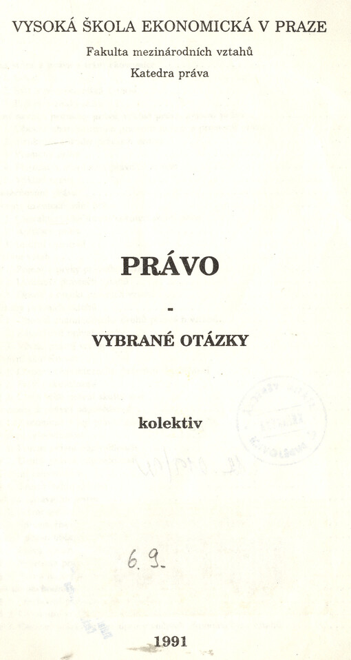 Právo : vybrané otázky