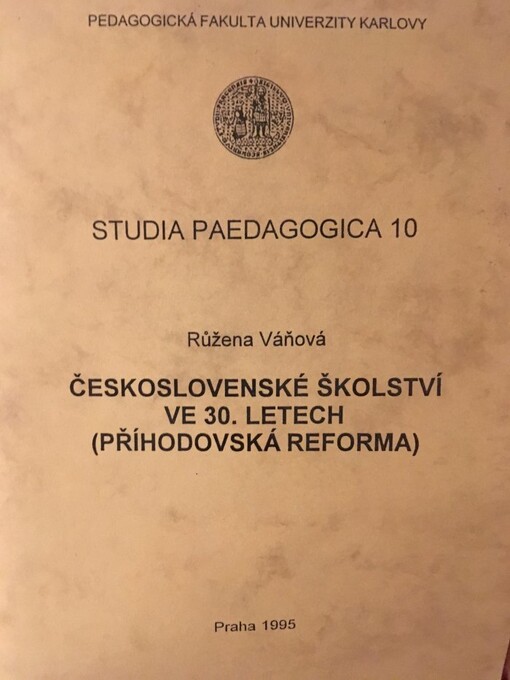 Československé školství ve 30. letech :(příhodovská reforma)
